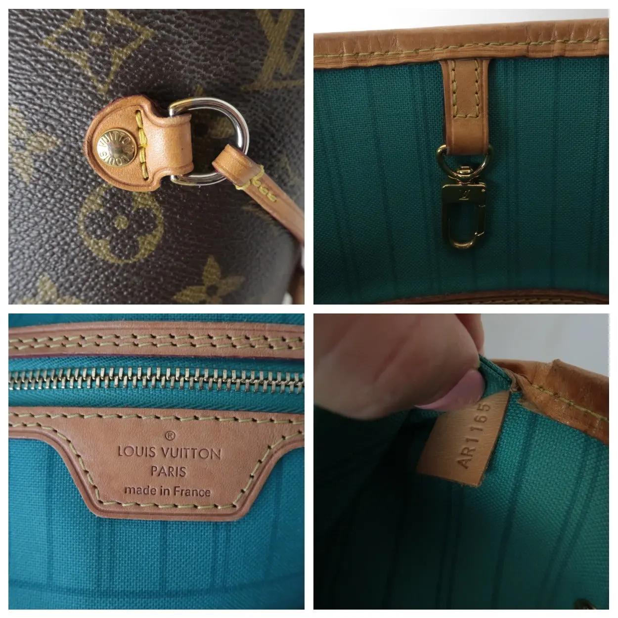 Louis Vuitton Monogram Canvas V Voyage Turquoise Neverfull MM Bag (777) - Image 7