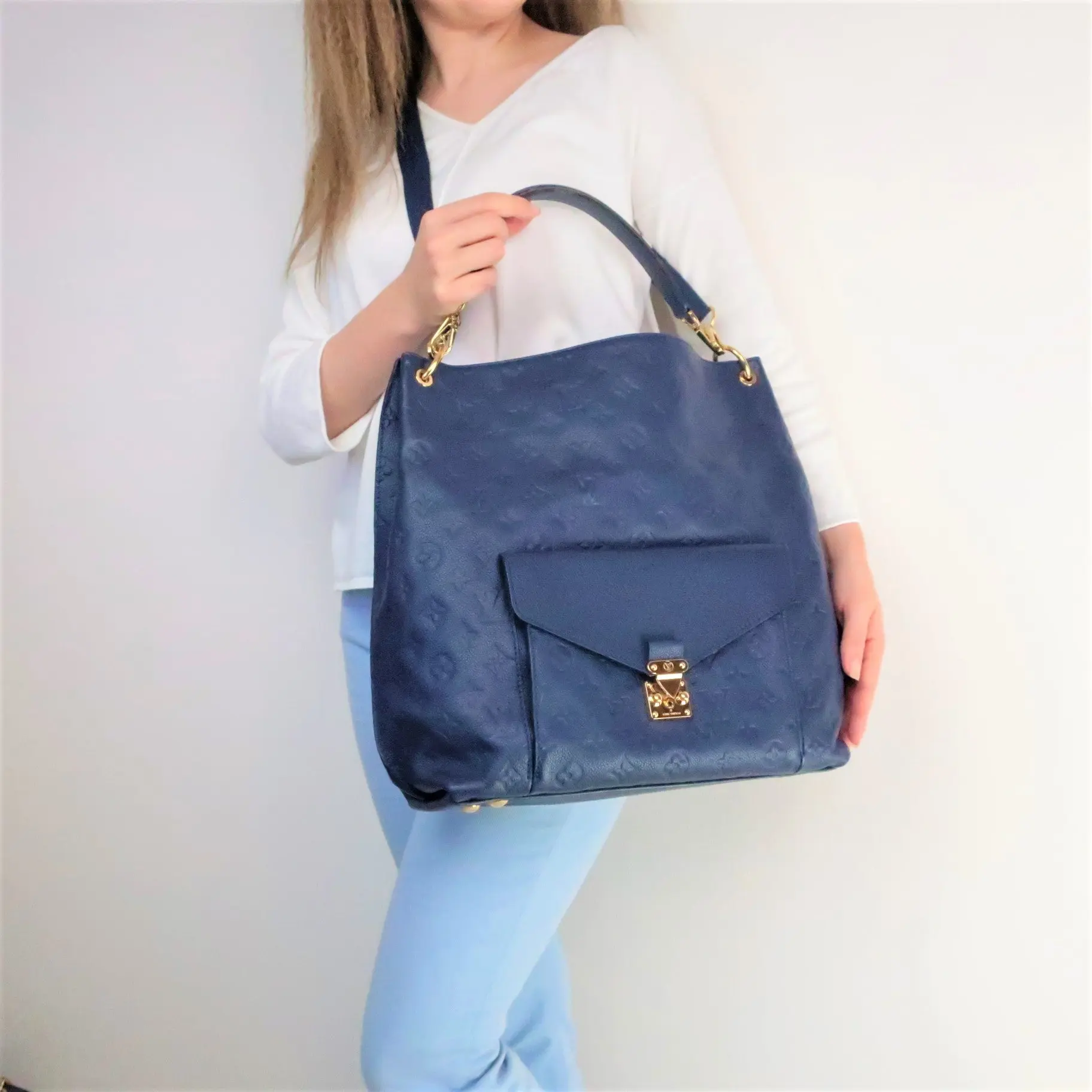 Louis Vuitton Blue Monogram Empreinte Metis Hobo Bag