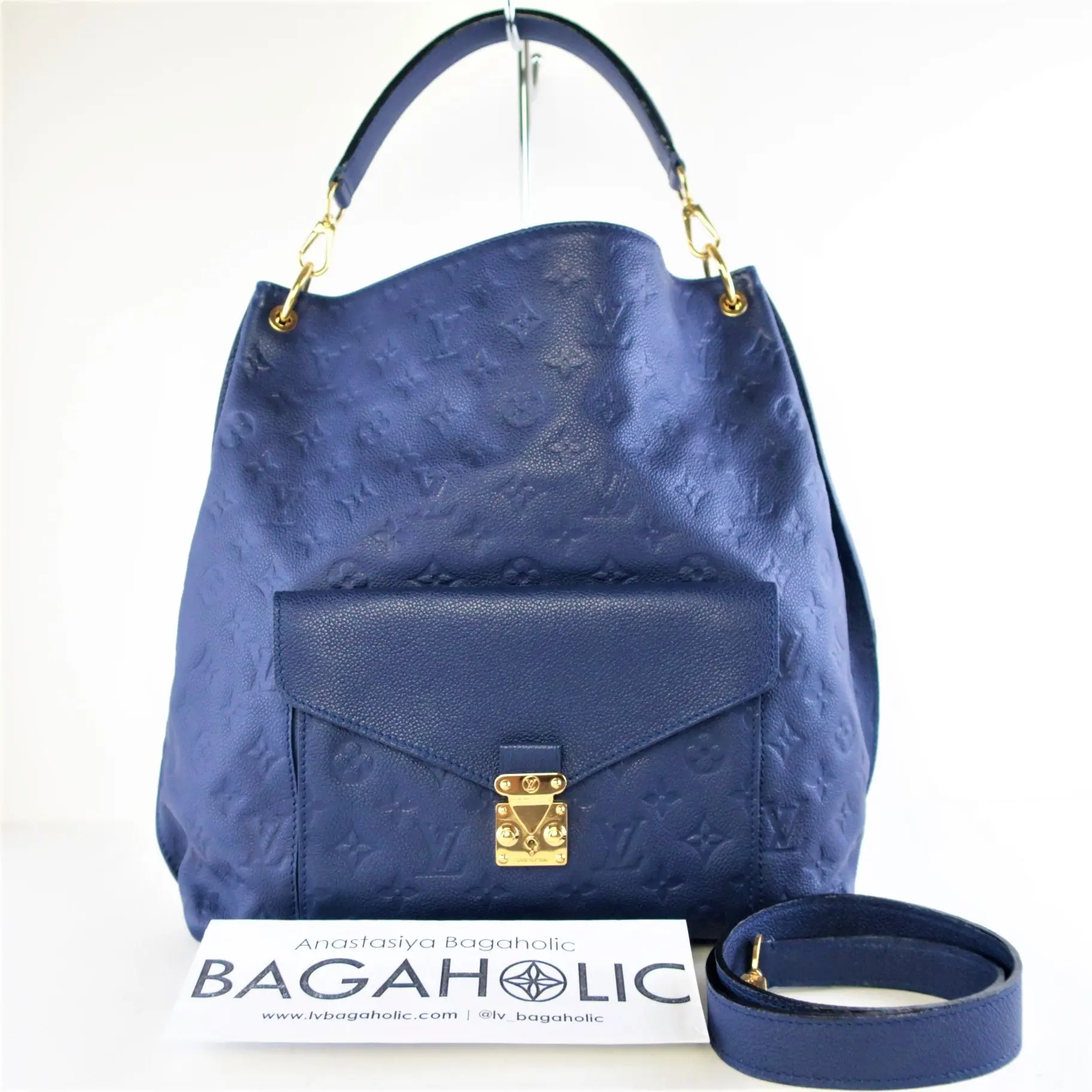 Louis Vuitton Blue Monogram Empreinte Metis Hobo Bag - Image 4