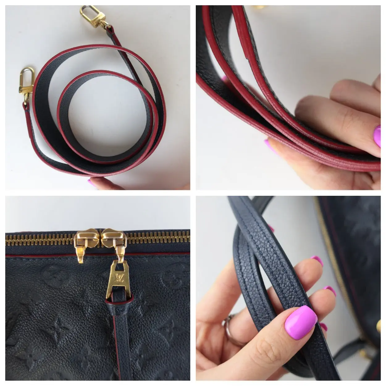 Louis Vuitton Monogram Empreinte Marine Rouge Ponthieu PM Crossbody Bag - Image 11