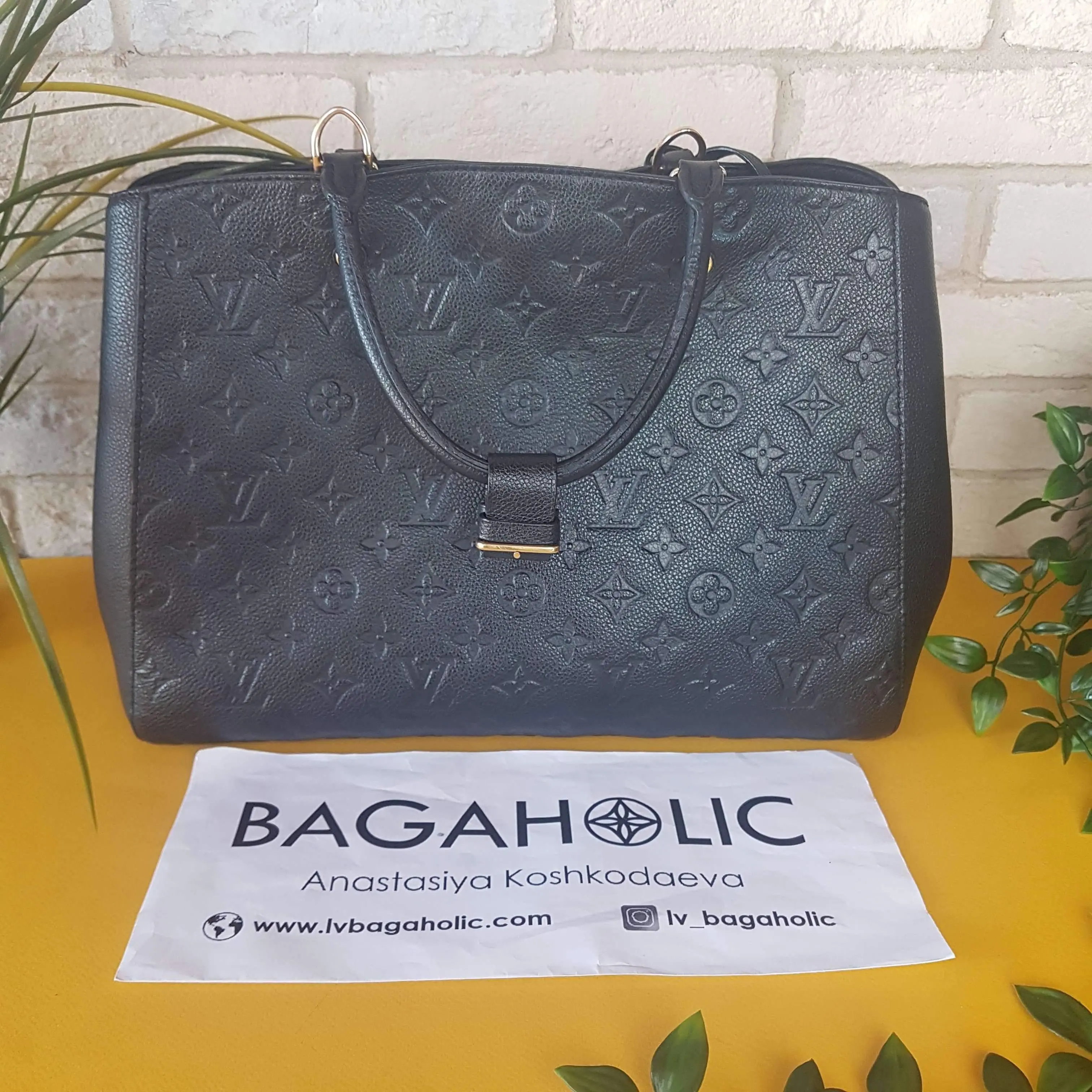 Louis Vuitton Montaigne GM Noir Empreinte Leather Bag