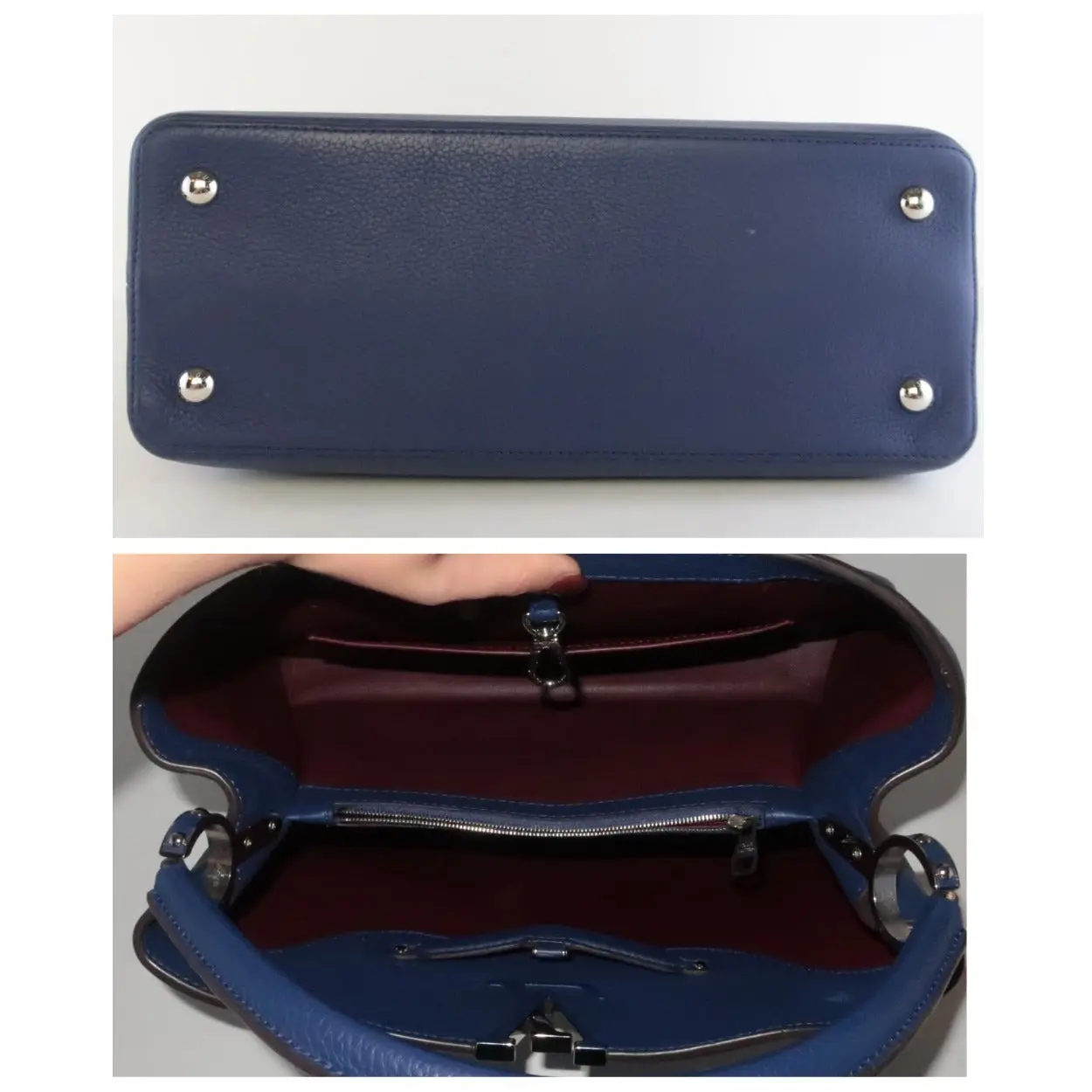 Louis Vuitton Navy Taurillion Leather Capucines MM Bag - Image 9