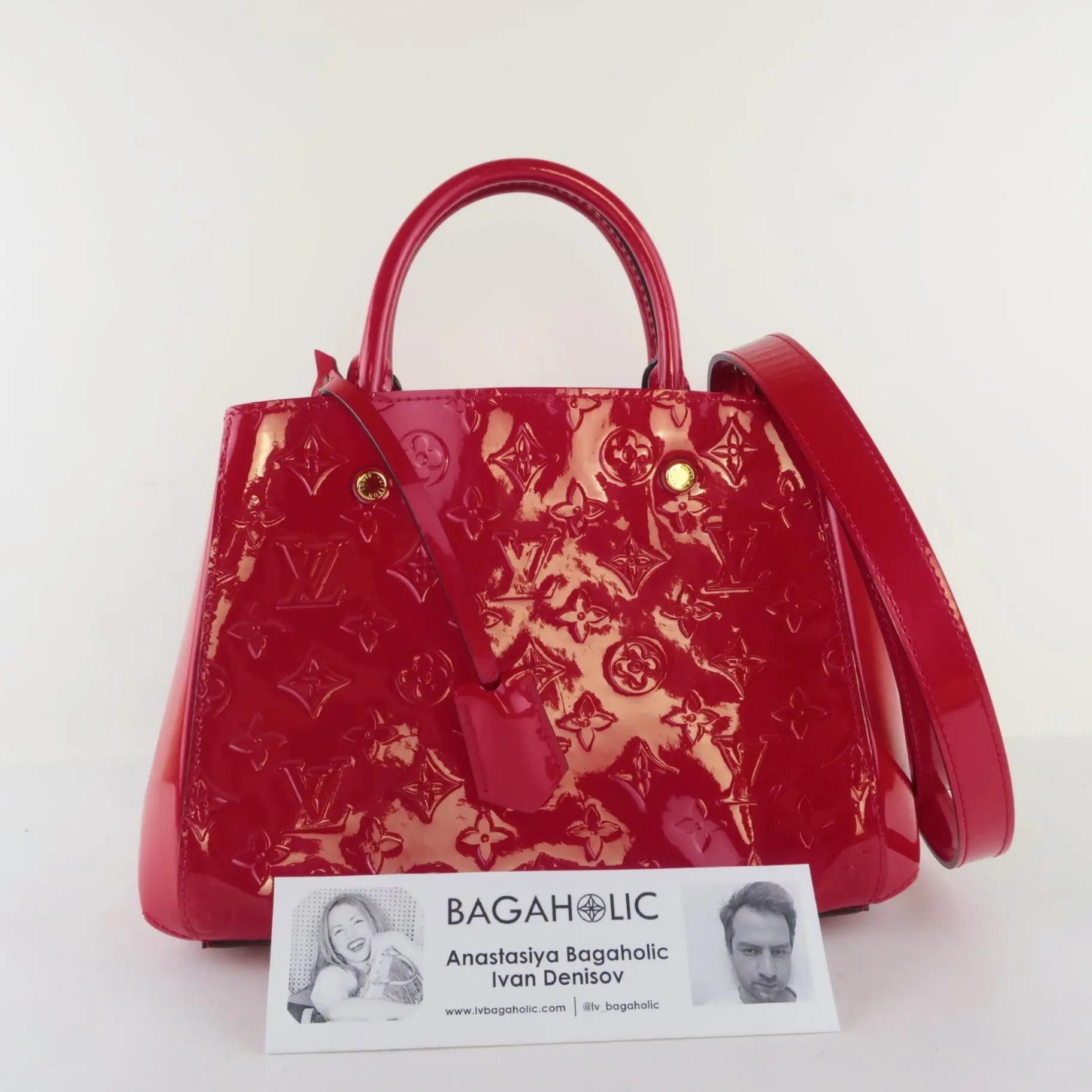 Louis Vuitton Pomme D'Amour Red Monogram Vernis Montaigne BB bag (725) - Image 3