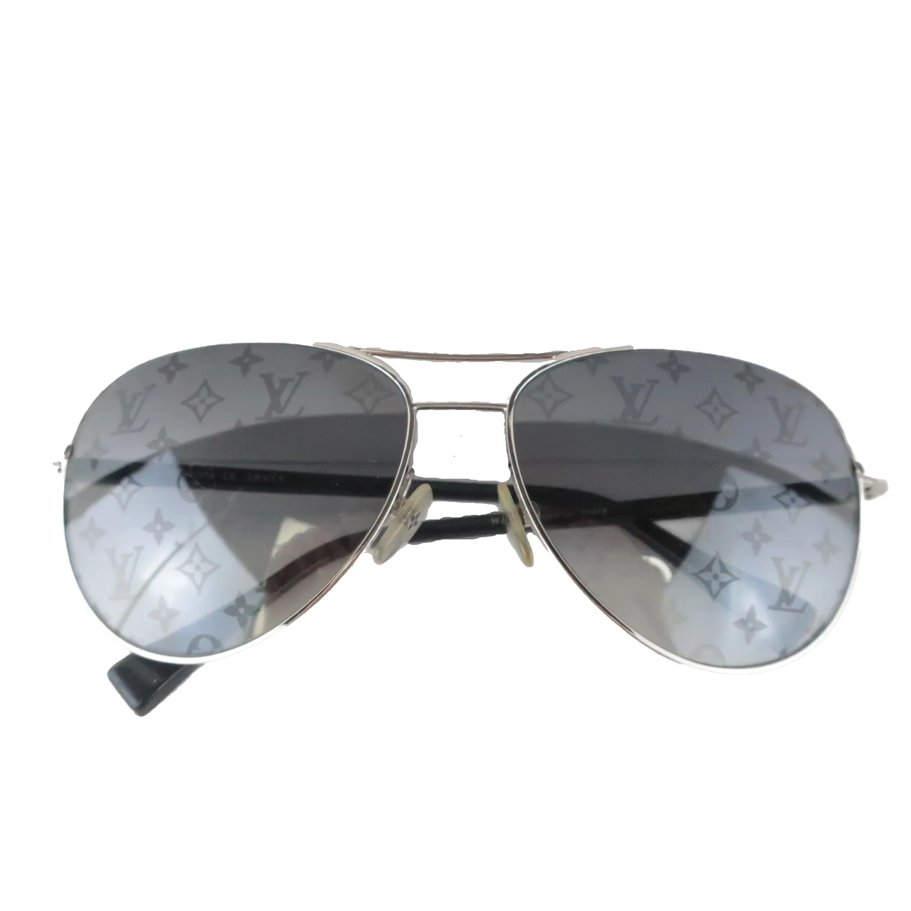 Louis Vuitton Silvertone Monogram Conspiration Pilote Sunglasses