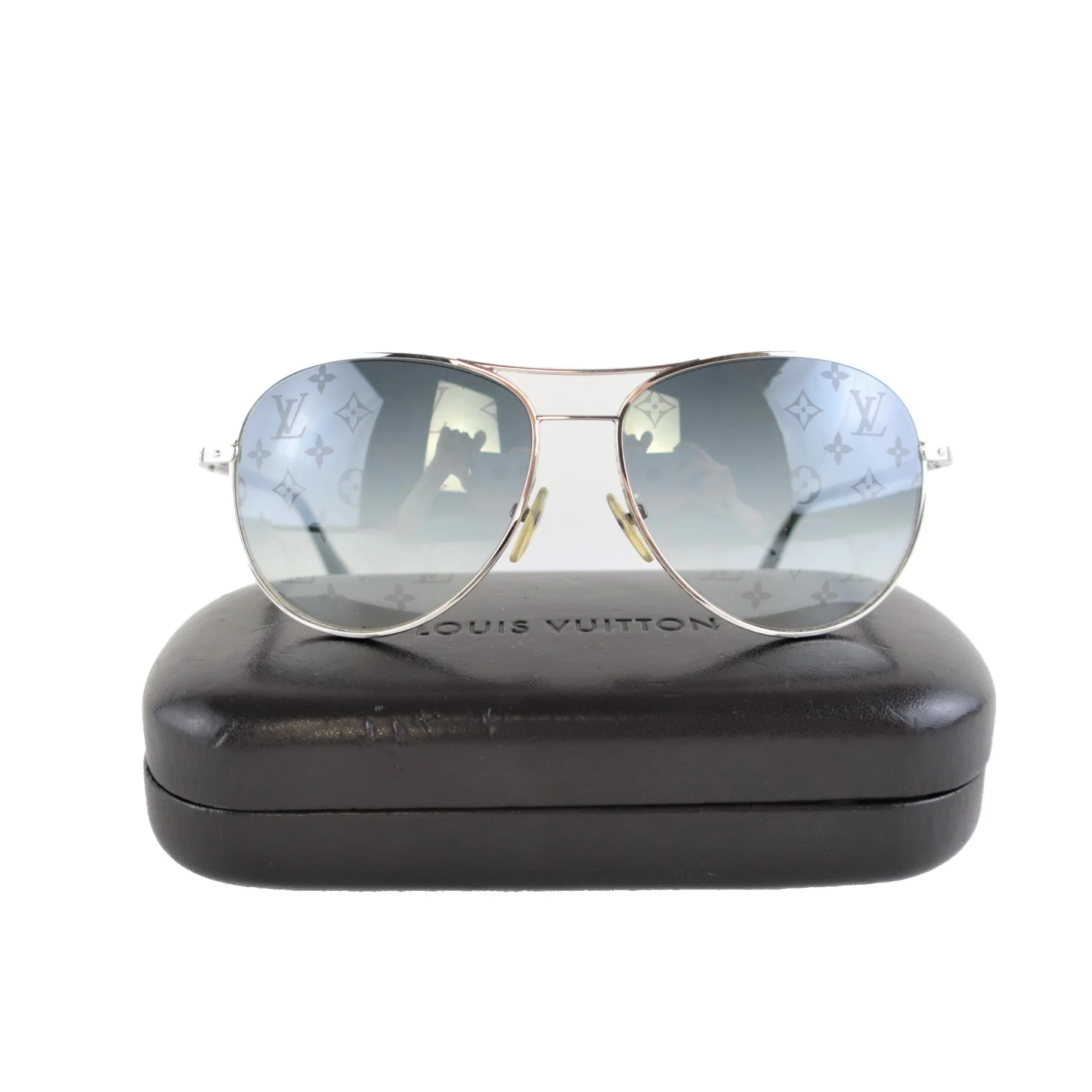Louis Vuitton Silvertone Monogram Conspiration Pilote Sunglasses