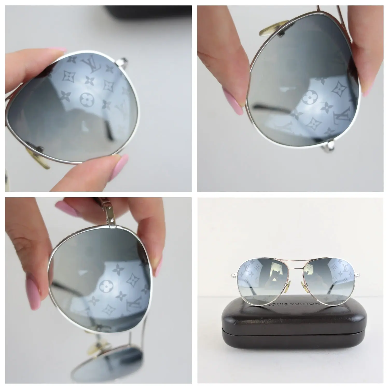 Louis Vuitton Silvertone Monogram Conspiration Pilote Sunglasses - Image 6