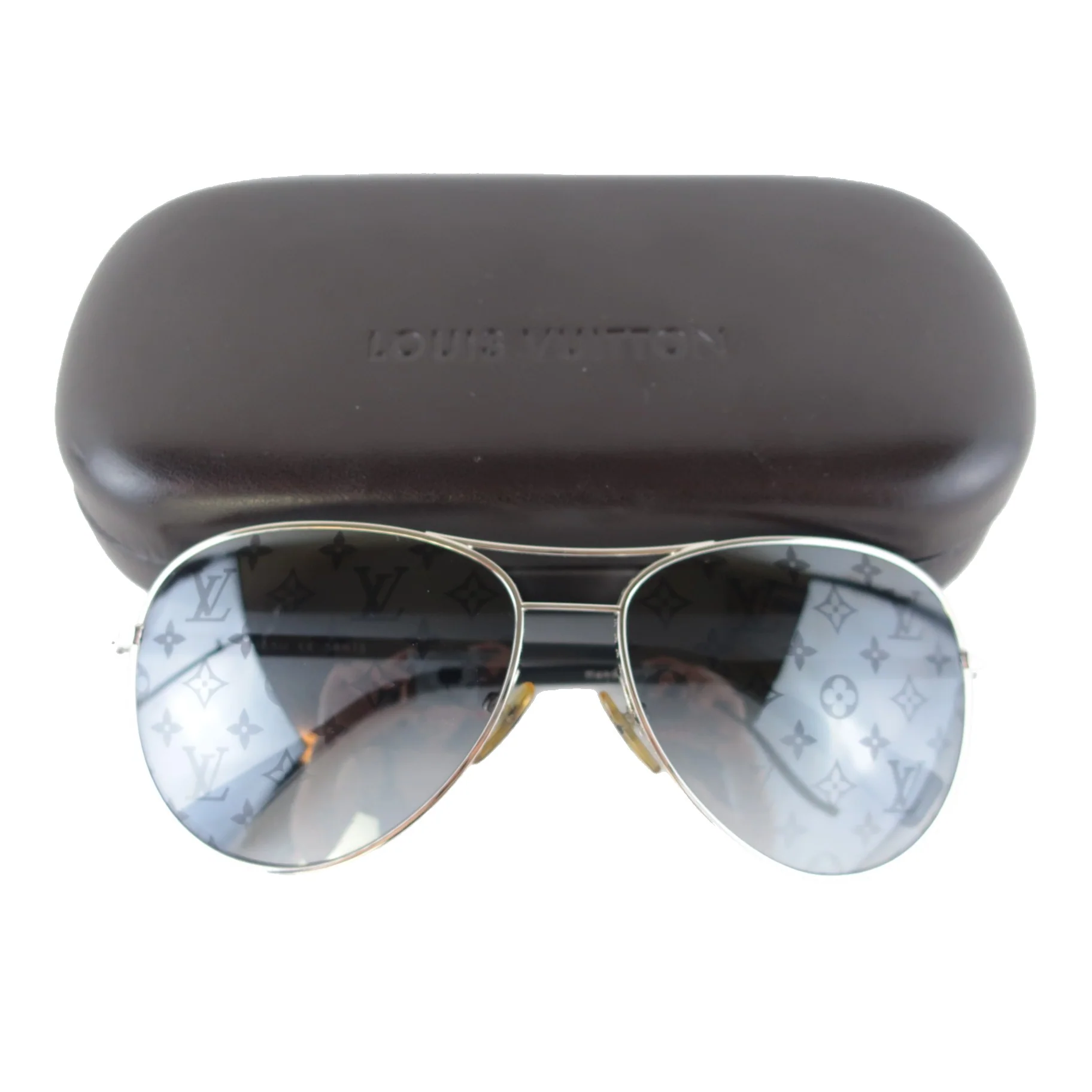 Louis Vuitton Silvertone Monogram Conspiration Pilote Sunglasses (644)