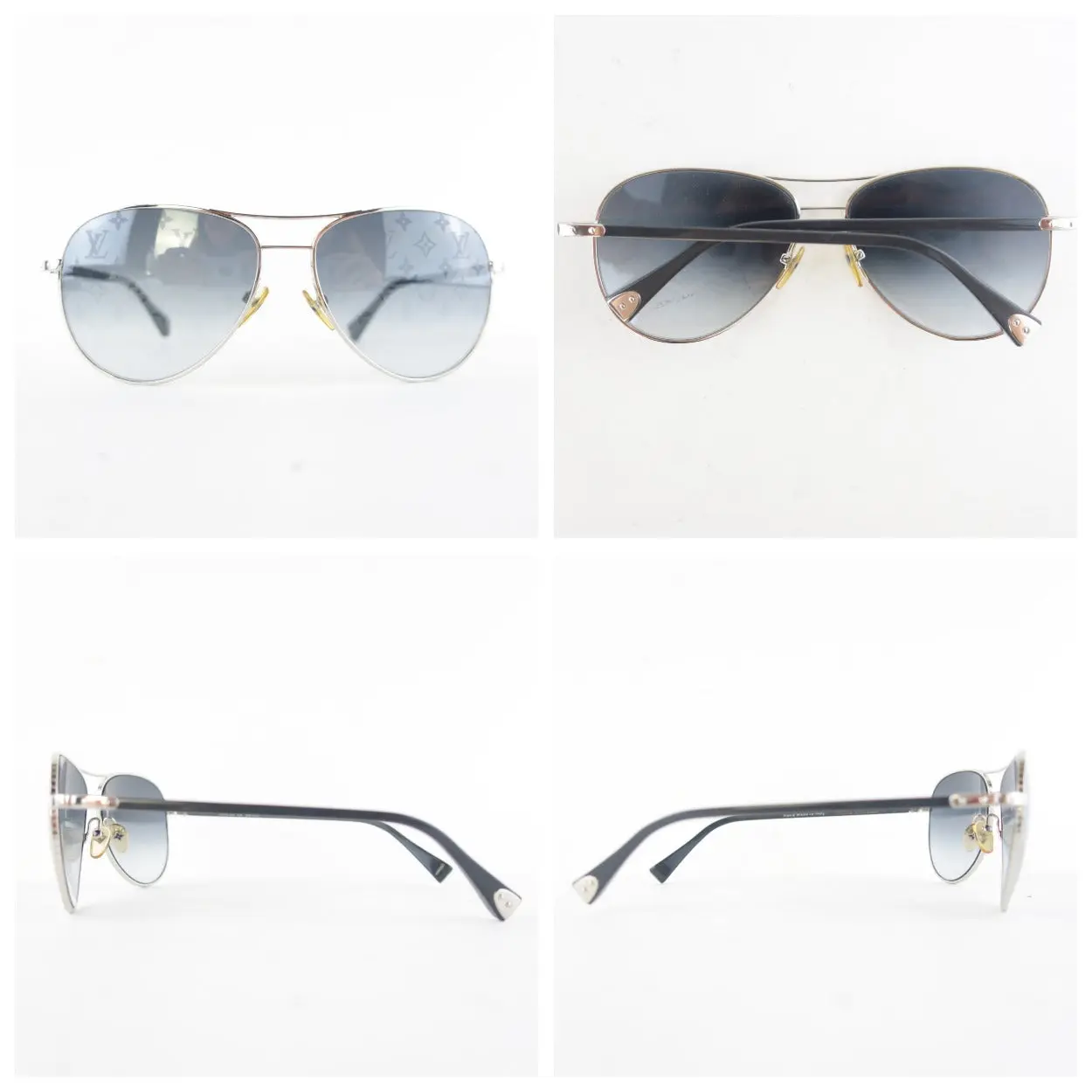 Louis Vuitton Silvertone Monogram Conspiration Pilote Sunglasses (644) - Image 9