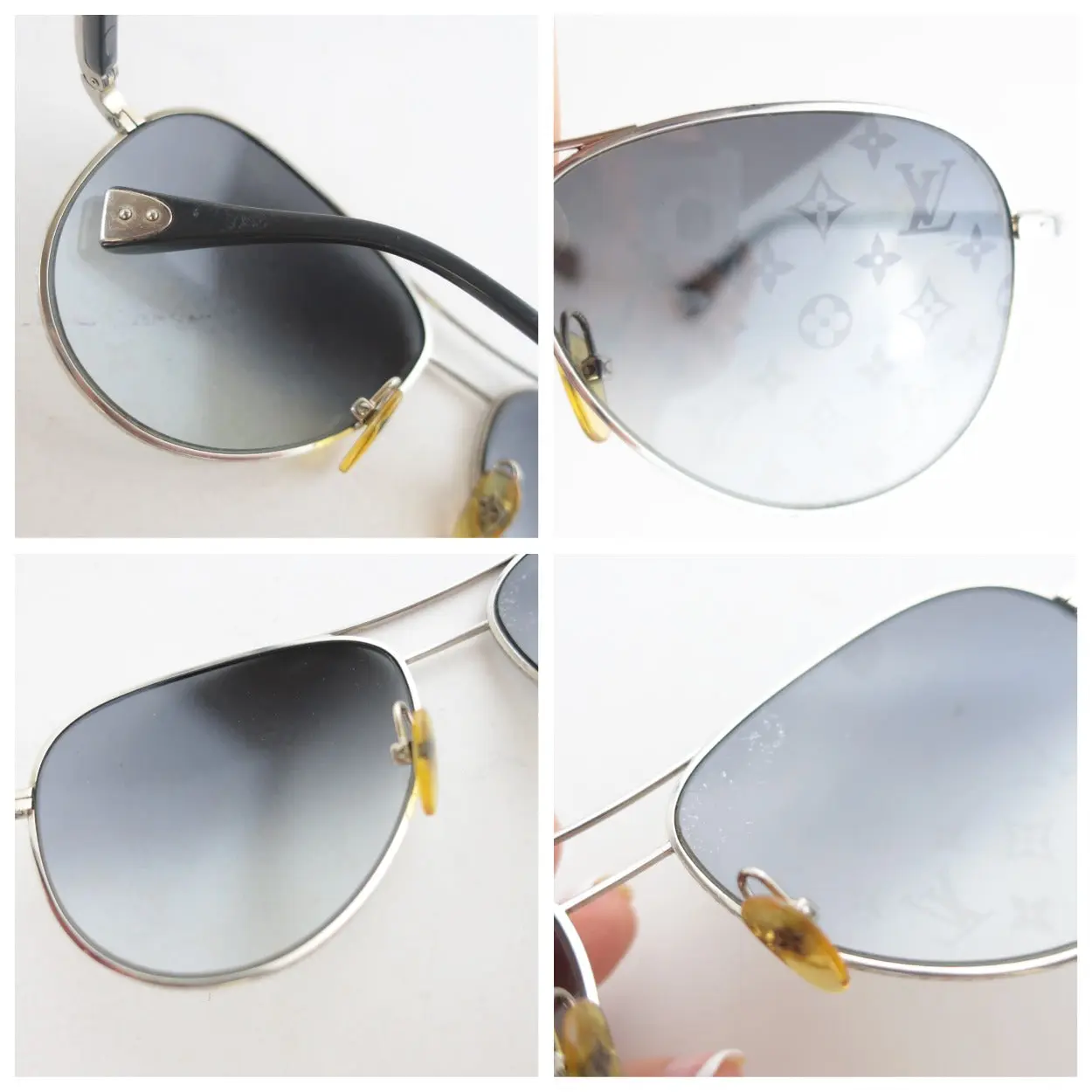Louis Vuitton Silvertone Monogram Conspiration Pilote Sunglasses (645) - Image 12