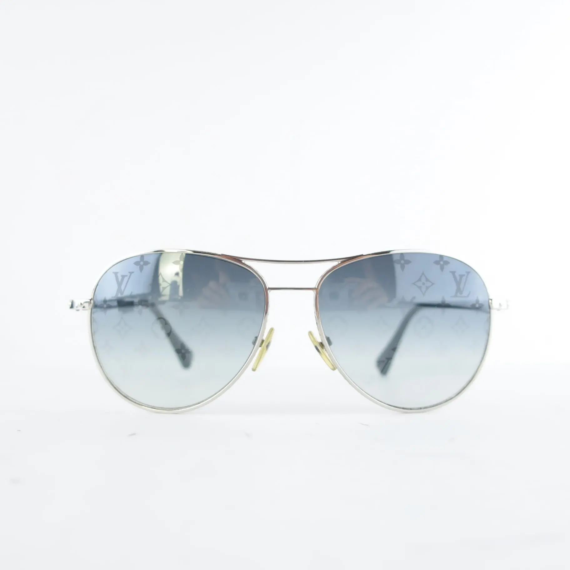 Louis Vuitton Silvertone Monogram Conspiration Pilote Sunglasses (646) - Image 3