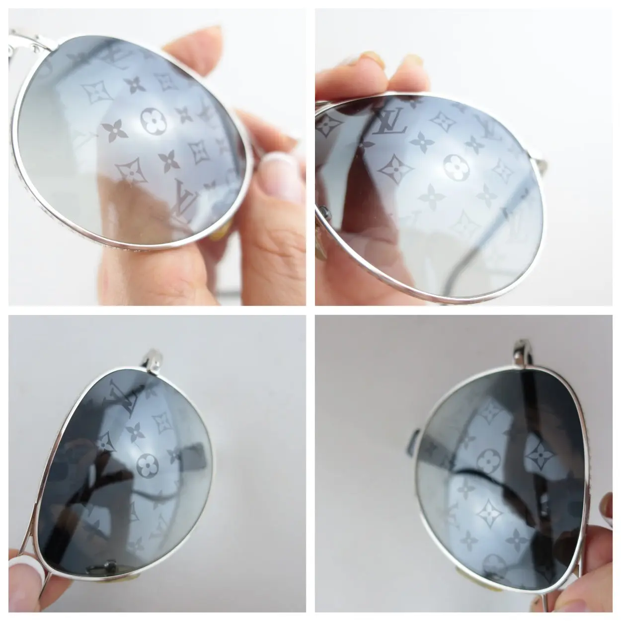 Louis Vuitton Silvertone Monogram Conspiration Pilote Sunglasses (646) - Image 4
