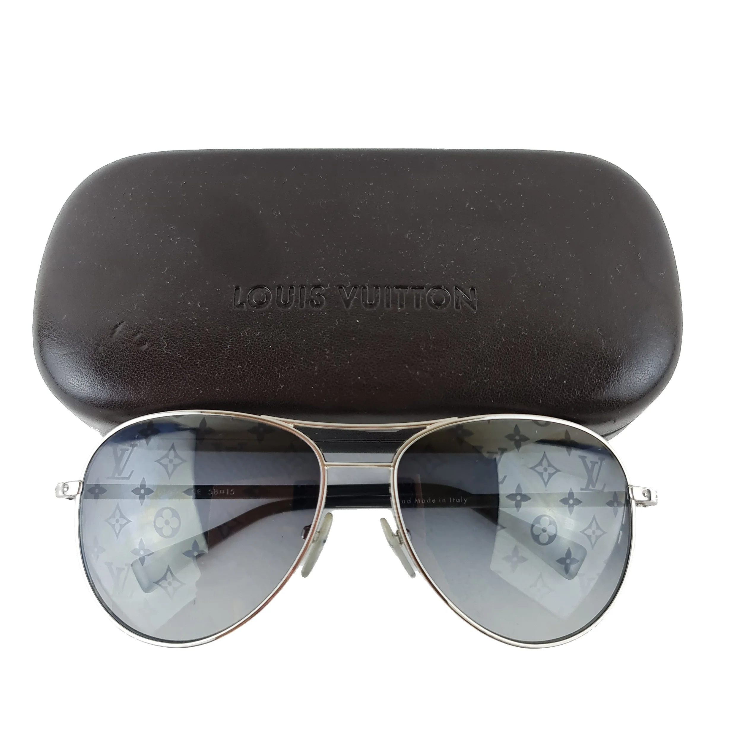 Louis Vuitton Silvertone Monogram Conspiration Pilote Sunglasses (706)