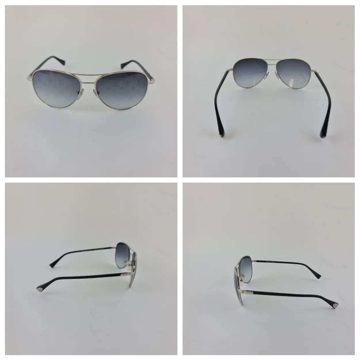 Louis Vuitton Silvertone Monogram Conspiration Pilote Sunglasses (706) - Image 3