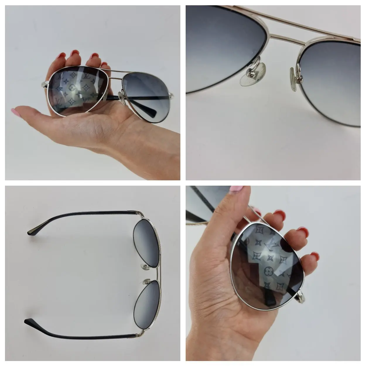 Louis Vuitton Silvertone Monogram Conspiration Pilote Sunglasses (706) - Image 7