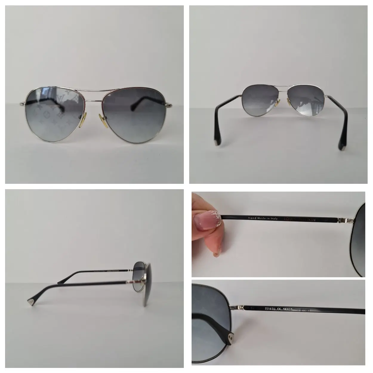 Louis Vuitton Silvertone Monogram Conspiration Pilote Sunglasses (745) - Image 4