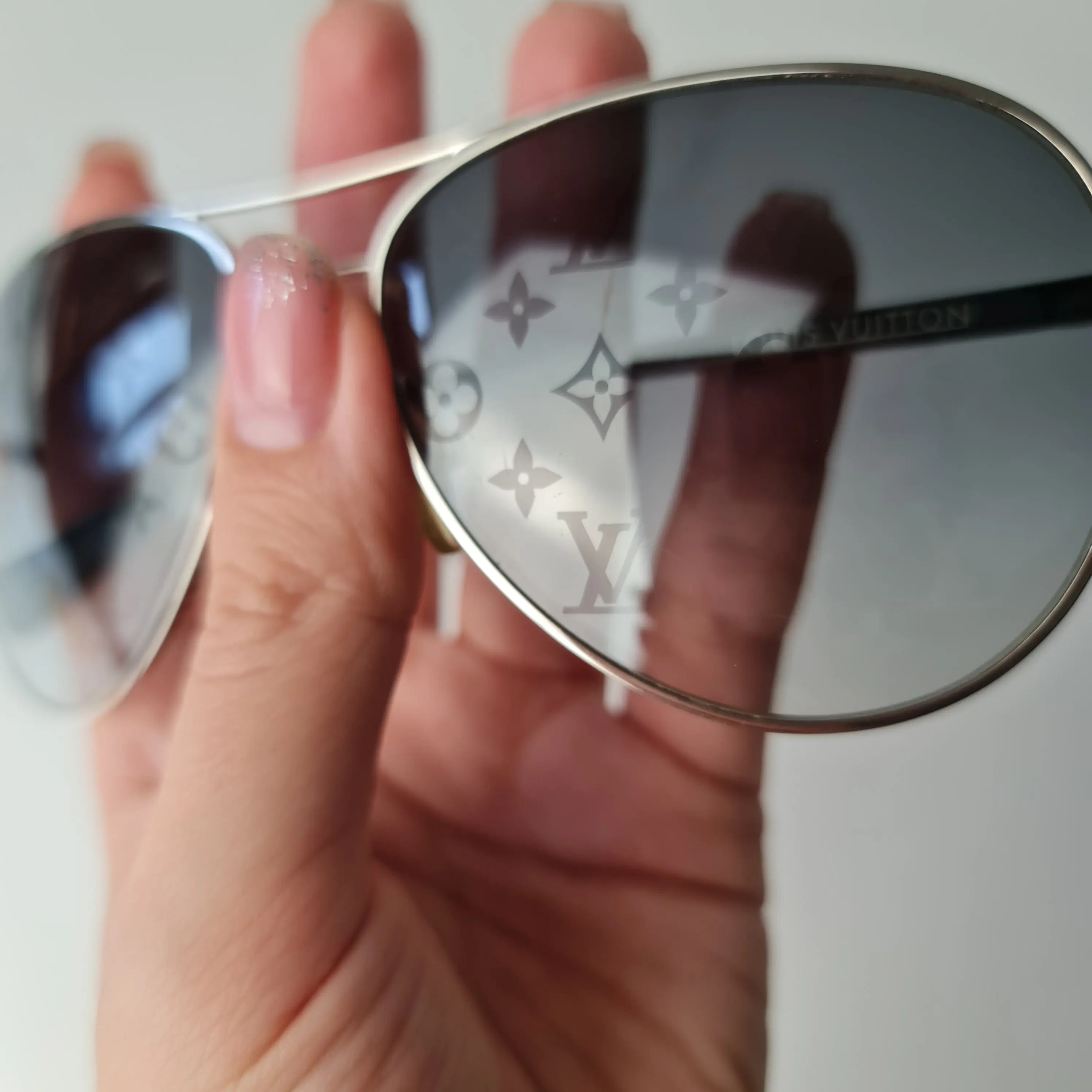 Louis Vuitton Silvertone Monogram Conspiration Pilote Sunglasses (745) - Image 7