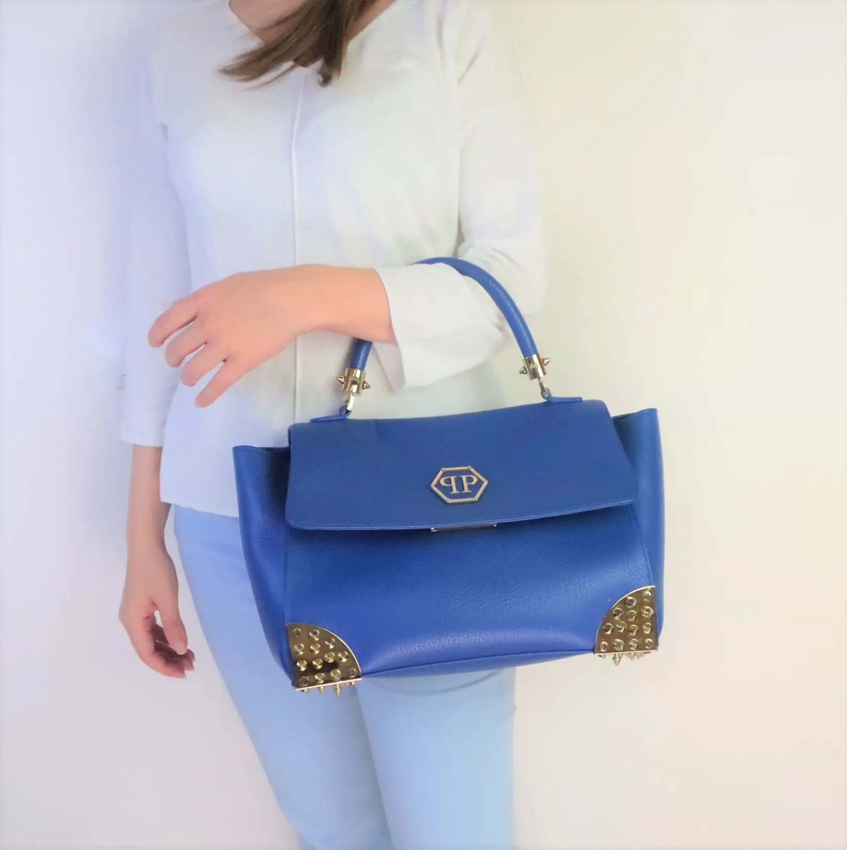 Philipp Plein Blue Crossbody Top Handle Bag