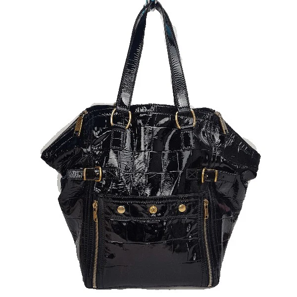 YSL Downtown Croc Embossed Patent Leather Bag