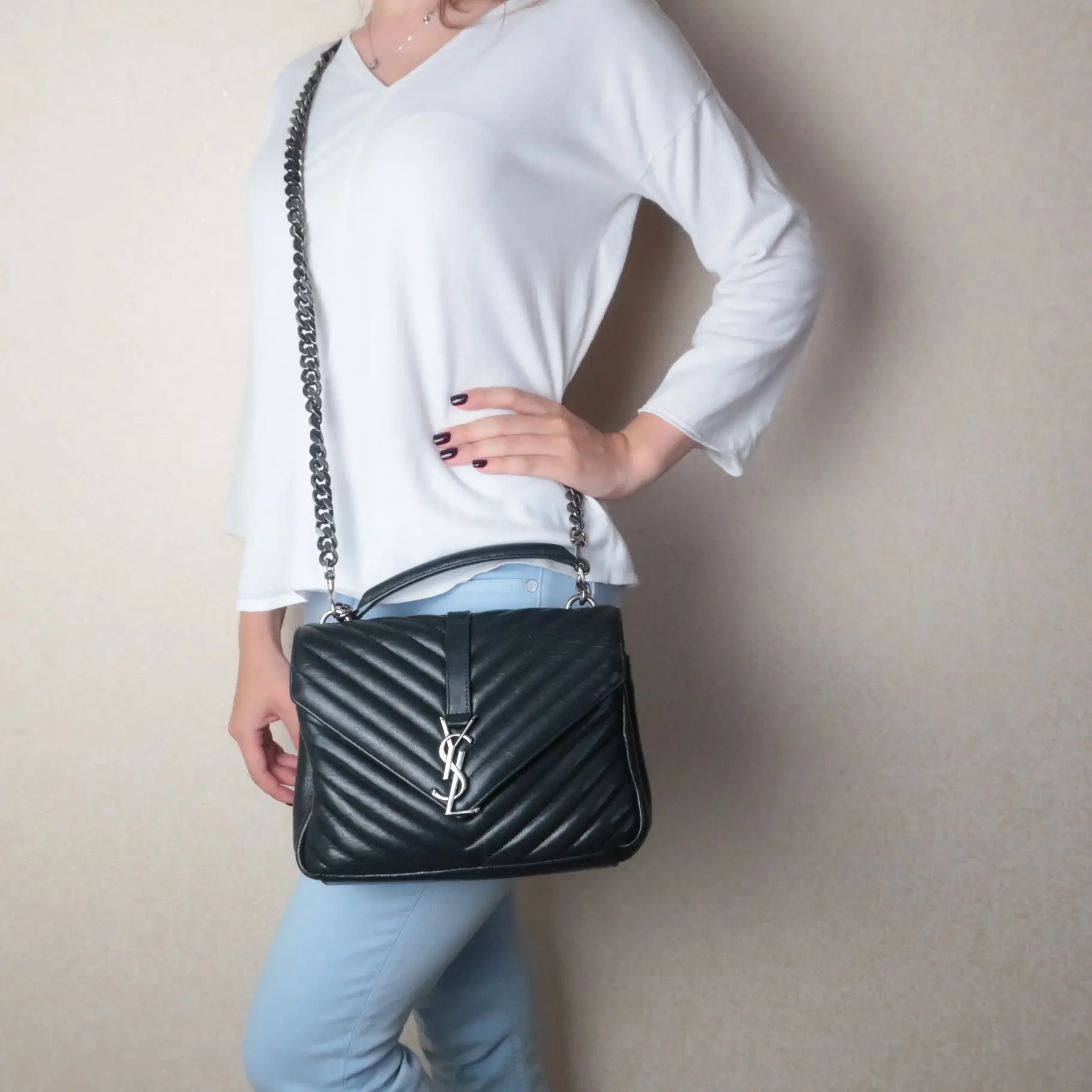 Yves Saint Laurent Black Medium College Bag