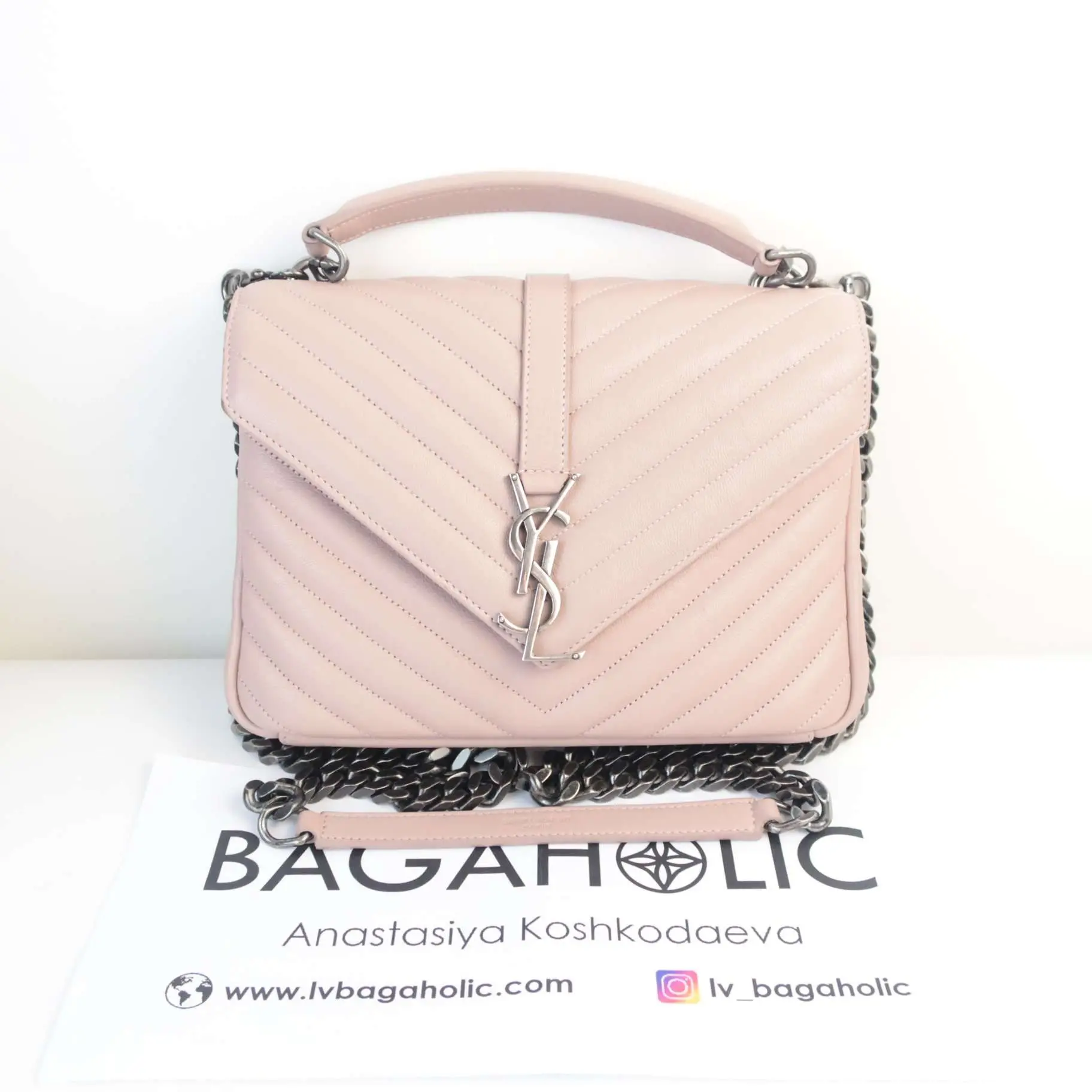 Yves Saint Laurent Pink Medium College Bag - Image 2