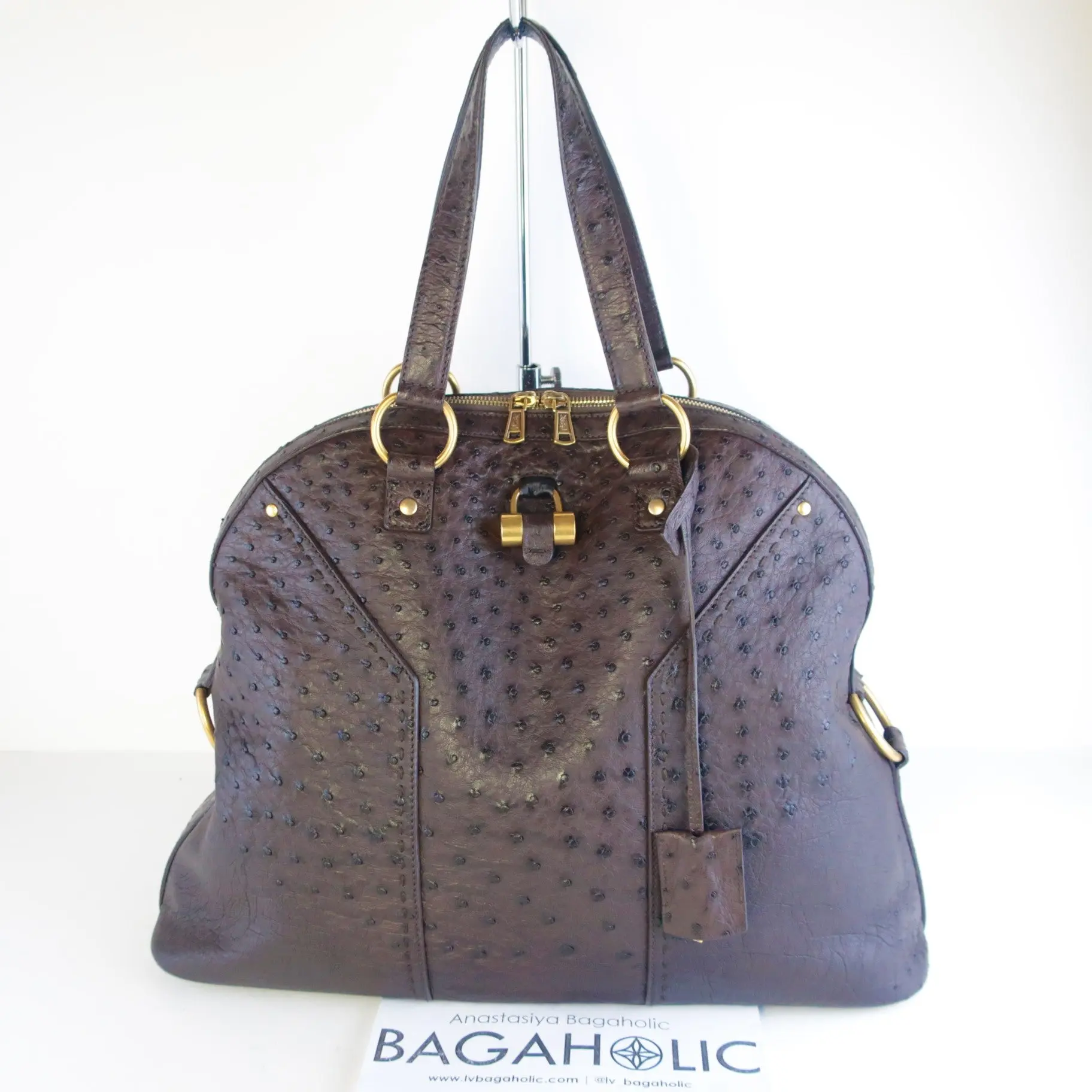 Yves Saint Laurent YSL Large Ostrich Muse Bag - Image 3