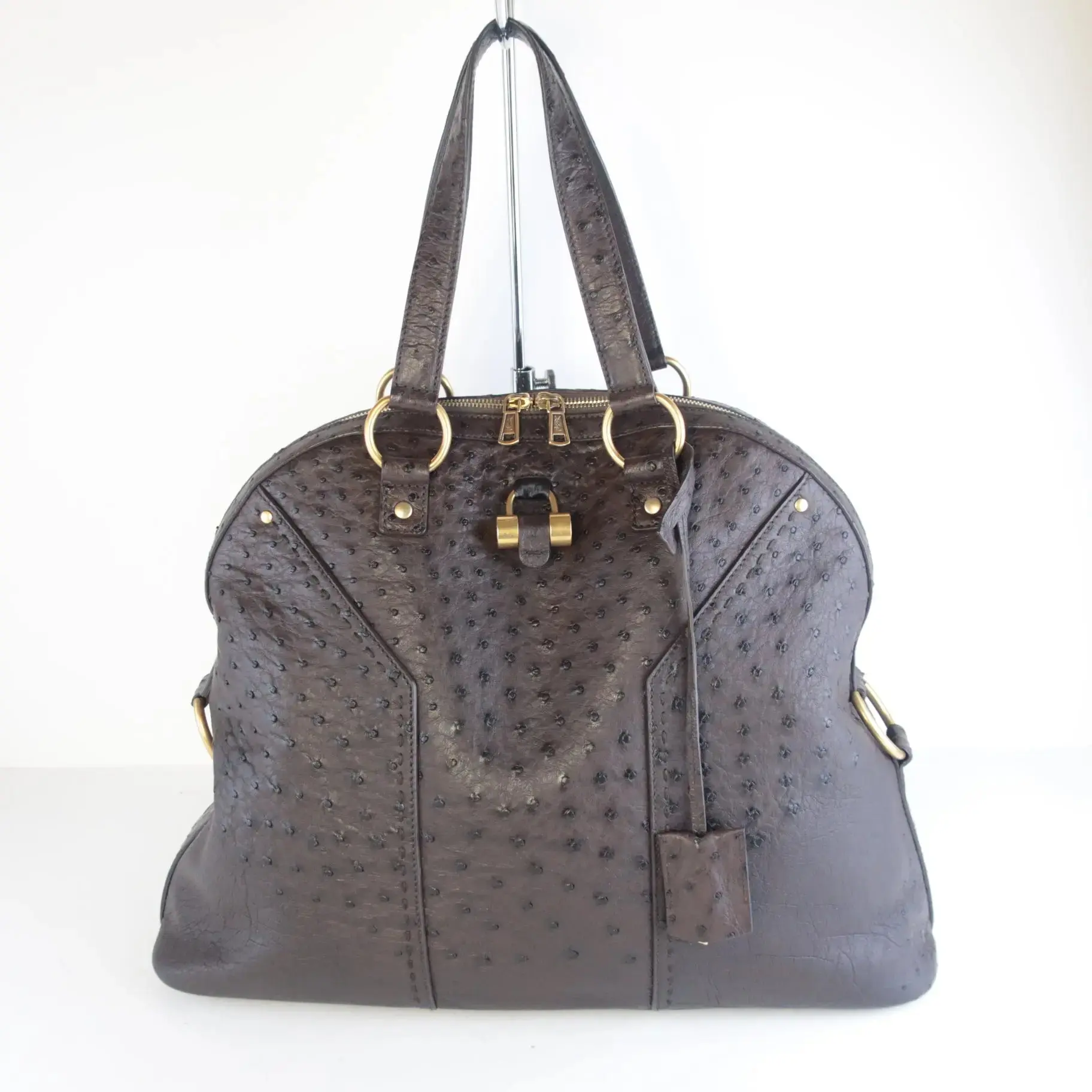 Yves Saint Laurent YSL Large Ostrich Muse Bag - Image 4